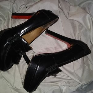 Sexy Authentic Black Leather red bottom Coach Pumps Size 38.5